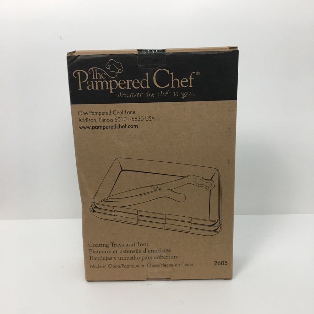 NWT The Pampered Chef Coating Trays and Tool Boxed Set 2605